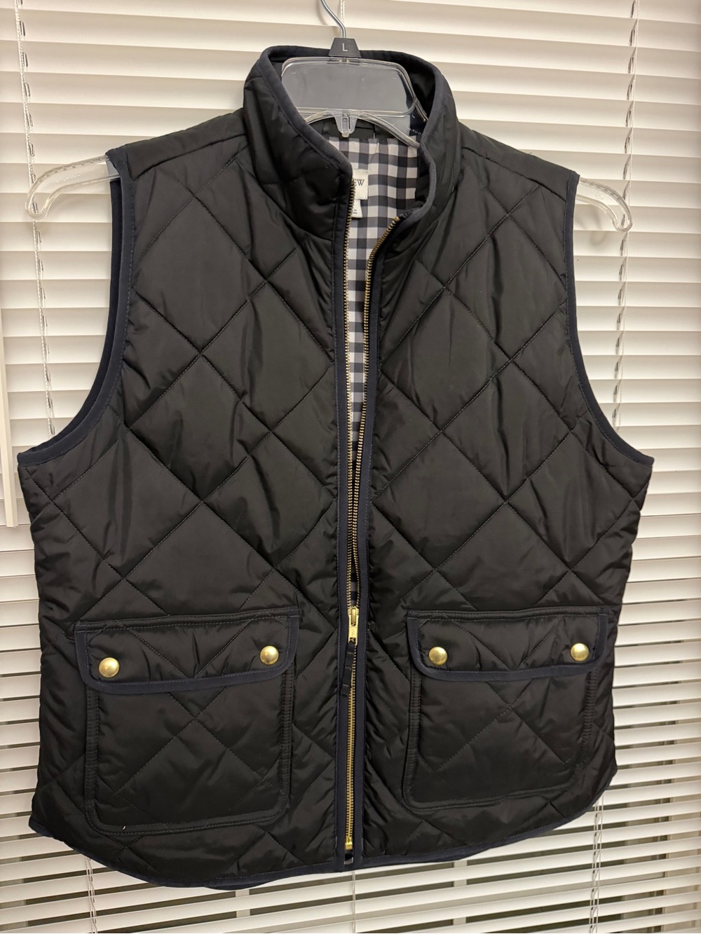 J. Crew Black Quilted Vest with Gold-Tone Hardware